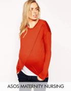 Asos Maternity Nursing Top With Wrap Overlay And Long Sleeve - Multi