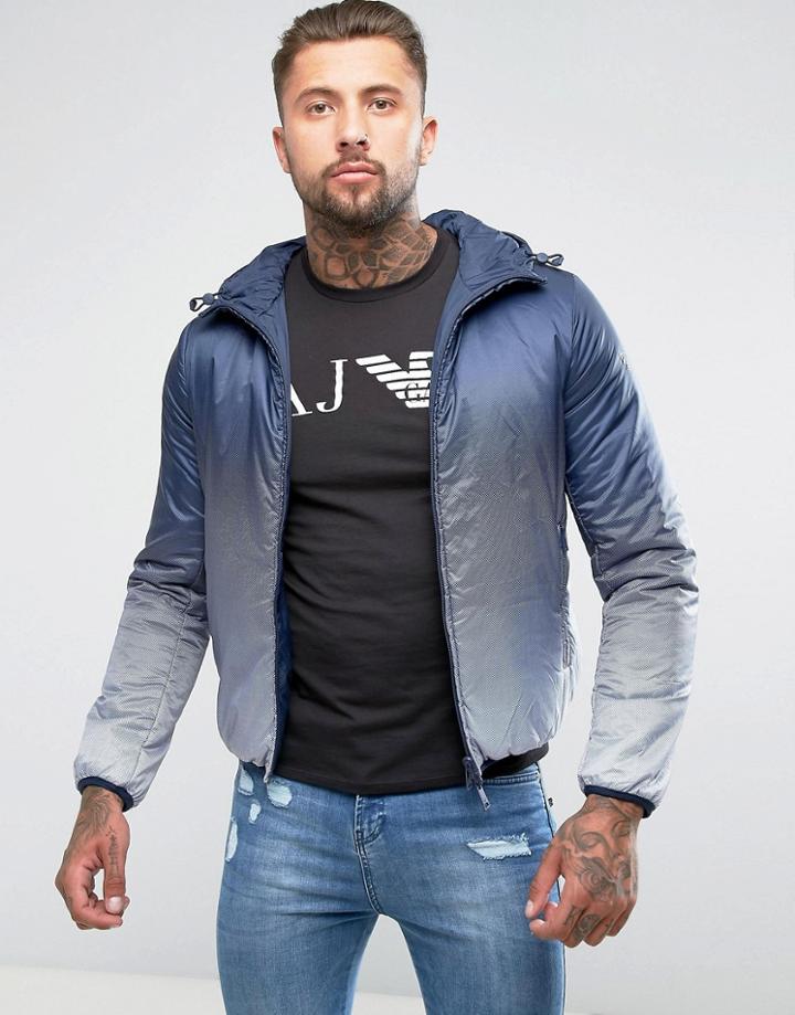 Armani Jeans Faded Hooded Reversible Jacket Navy - Navy
