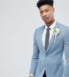 Asos Design Tall Wedding Super Skinny Blazer In Blue Wool Mix - Blue