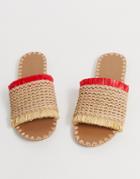 Stradivarius Raffia Flat Sandals-beige