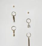 Reclaimed Vintage Inspired Hoop Earring Pack With Charms Exclusive At Asos - Gold
