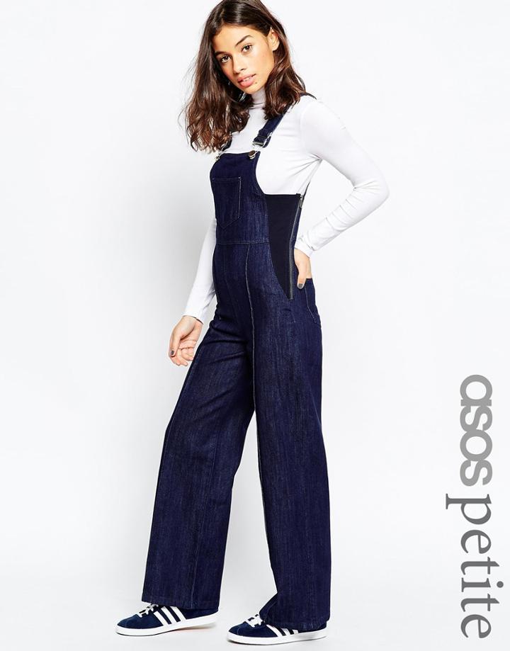 Asos Petite Casual Overall In 90s Fit - Mid Stone Wash