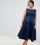Chi Chi London Plus Fit And Flare Midi Dress - Navy