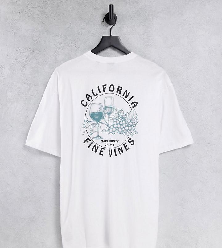 Only & Sons Oversized T-shirt With California Wine Back Print In White Exclusive At Asos