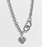 Reclaimed Vintage Inspired Logo Heart Necklace - Silver