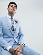 Twisted Tailor Wedding Super Skinny Suit Jacket In Light Blue - Blue