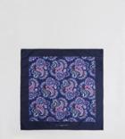 Noose & Monkey Paisley Pocket Square In Cotton - Navy