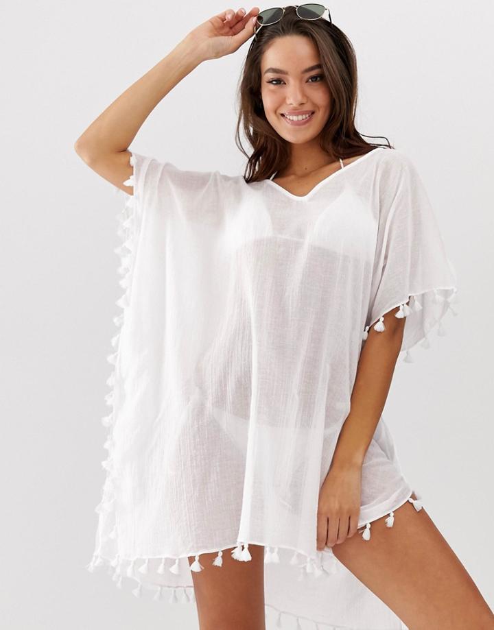 Seafolly Amnesia Crinkled Beach Caftan In White