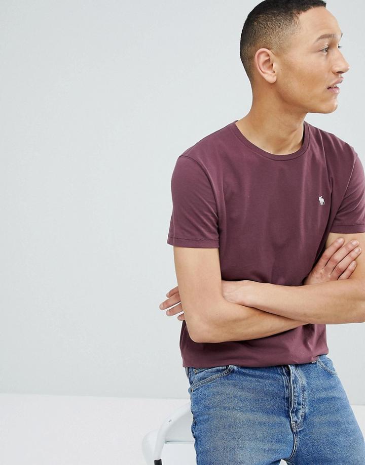 Abercrombie & Fitch Icon Moose Logo Crew Neck T-shirt In Ox Blood - Red