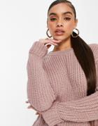Na-kd Folded Sleeve Sweater In Pink