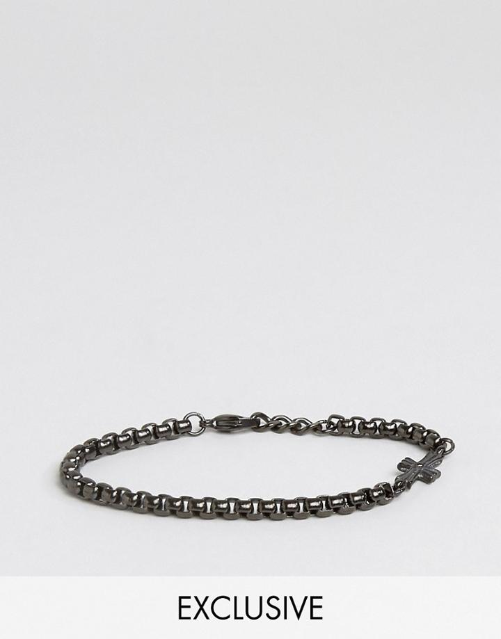 Seven London Cross Chain Bracelet In Black Exclusive To Asos - Black