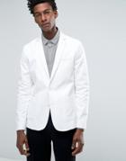 Asos Skinny Blazer In Washed Cotton In White - White