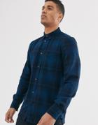 French Connection Tonal Flannel Check Shirt-blue