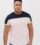 Asos Design Plus T-shirt With Color Block In Pink - Pink