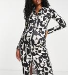 River Island Maternity Geo Print Shirt Midi Dress In Black-neutral