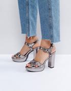 London Rebel Glitter Platform Sandal - Gray