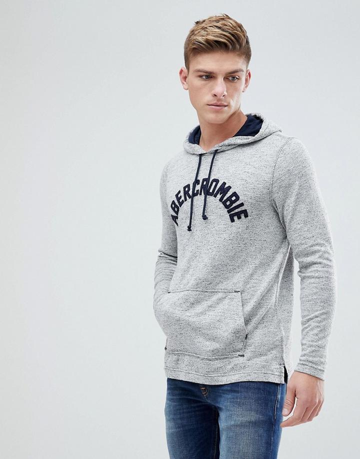 Abercrombie & Fitch Large Flock Logo Hoodie In Phantom Gray - Gray