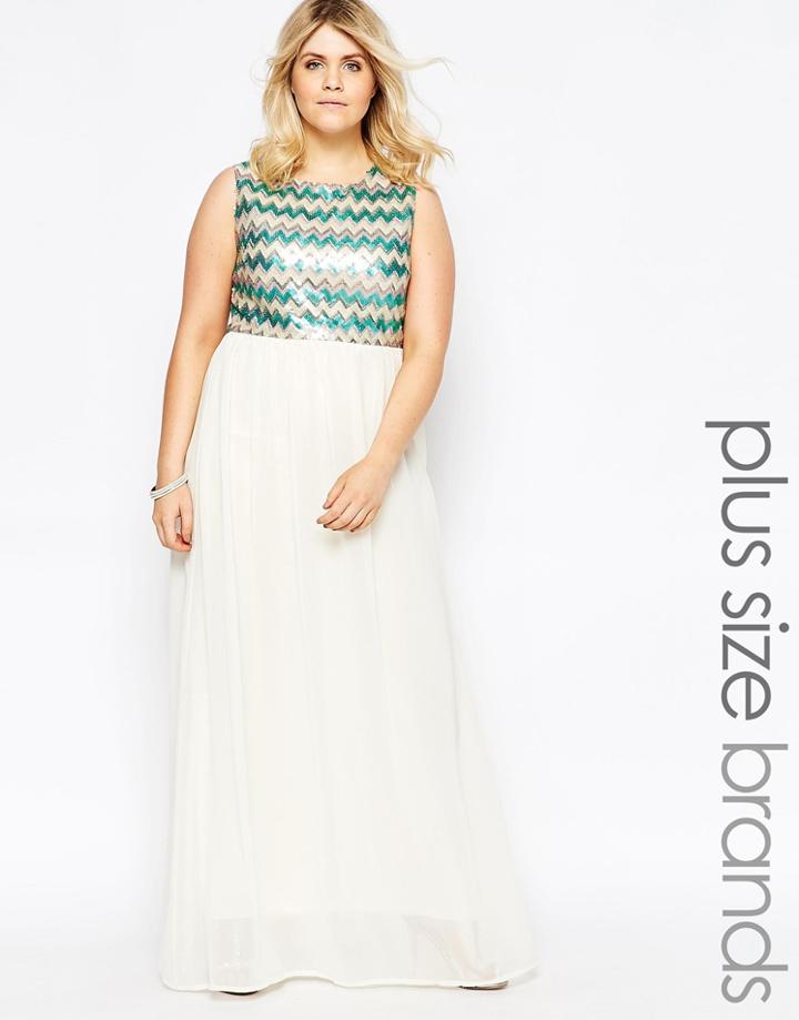 Club L Plus Maxi Dress With Sequin Top