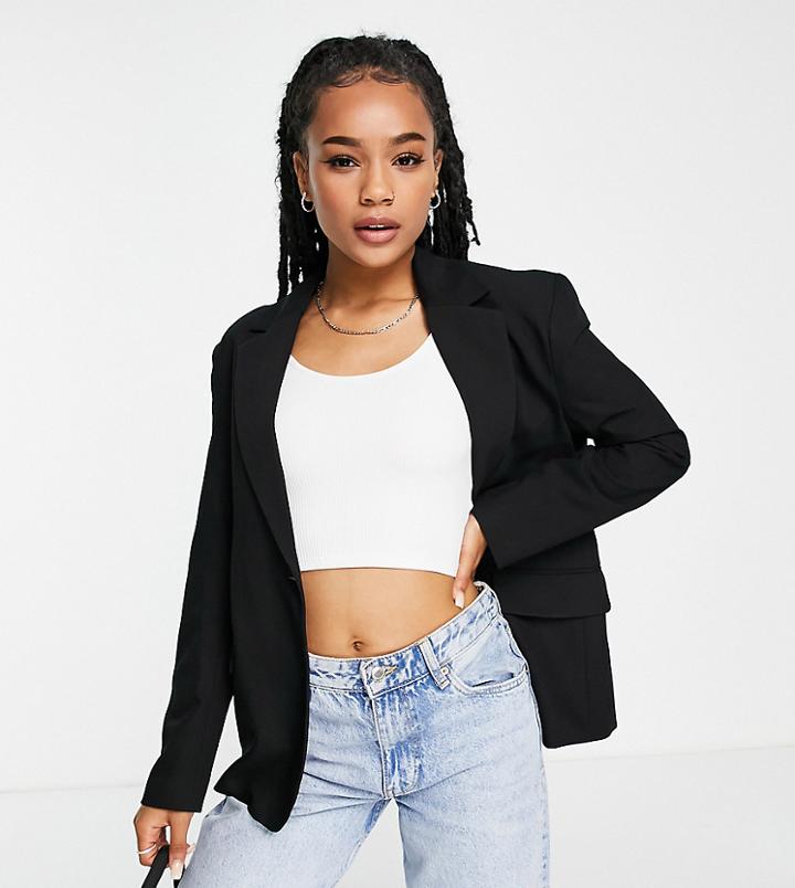Bershka Petite Oversized Blazer In Black
