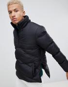 Night Addict Oversized Half Zip Puffer Jacket - Black