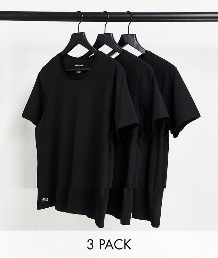 Lacoste 3 Pack T-shirts In Black