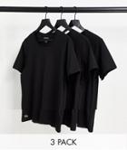 Lacoste 3 Pack T-shirts In Black