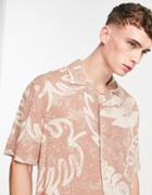 Bershka Oversized Shirt With Floral Print In Pink-multi