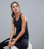 Asos 4505 Tall Loose Fit Run Tank With Pleat Back - Black