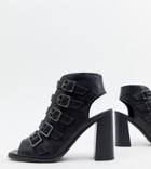 New Look Buckle Block Heeled Sandal-black