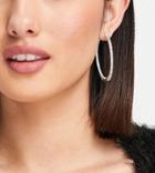 Asos Design Silver Plated 50mm Hoop Earrings With Crystal
