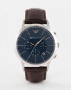 Emporio Armani Renato Classic Chronograph Watch In Leather Ar2494 - Brown