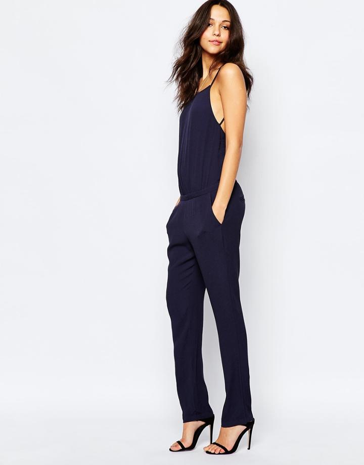 Ba & Sh Farro Strap Jumpsuit In Marine Blue - Marine