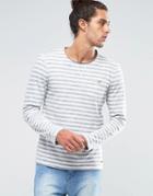 Esprit Striped Long Sleeve Top With Raw Neck - Cream