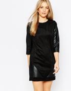 Vero Moda Shift Dress With Leather Look Sleeves - Black