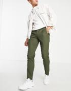 Jack & Jones Premium Super Slim Fit Stretch Wool Mix Suit Pants In Green