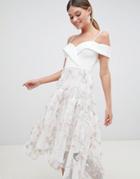 Asos Design Premium 3d Floral Prom Dress - White