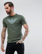 Emporio Armani Crew Neck Reverse Logo T-shirt In Khaki - Green