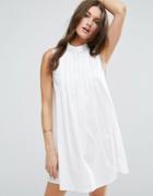 Asos Sleeveless Pleated Shirt Dress - White