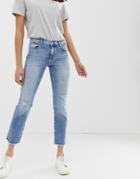 Only Sui Cropped Rip Skinny Jeans - Blue