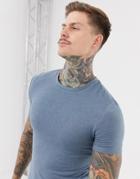 Asos Design Muscle Fit Crew Neck T-shirt In Blue