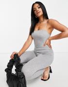 I Saw It First Cami Strap Fitted Jumpsuit In Gray-grey