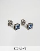 Simon Carter Square Montana Swarovski Crystal Stud Earrings Exclusive To Asos - Blue