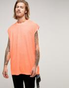 Asos Oversized Sleeveless T-shirt In Fluro Coral - Fluro Coral