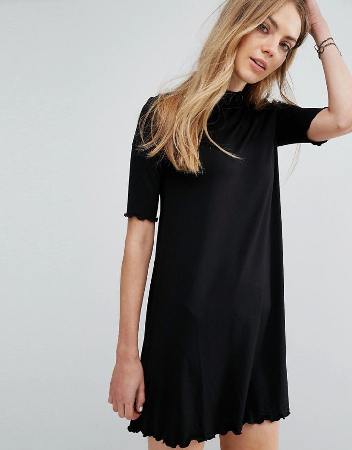 Pull & Bear Frill Sleeve Swing Dress - Black