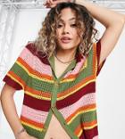 Reclaimed Vintage Inspired Unisex Stripe Crochet Shirt - Part Of A Set-multi