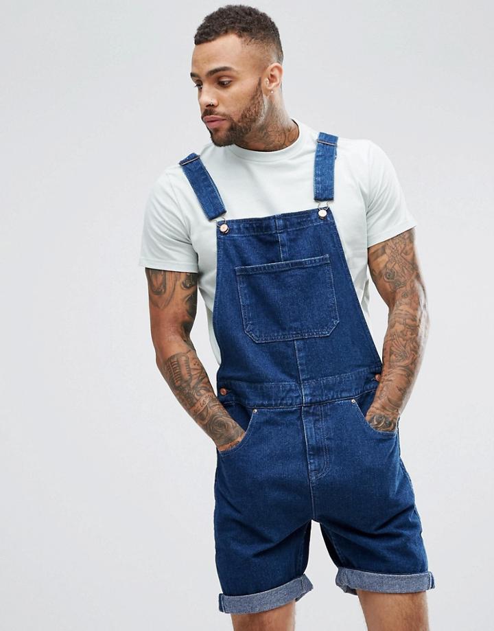 Asos Short Overall In Indigo - Blue