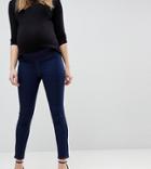 Asos Maternity Rivington High Waisted Jeggings In Raw Indigo Wash With Under The Bump Waistband - Blue
