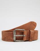 Asos Leather Belt With Vintage Finish - Brown