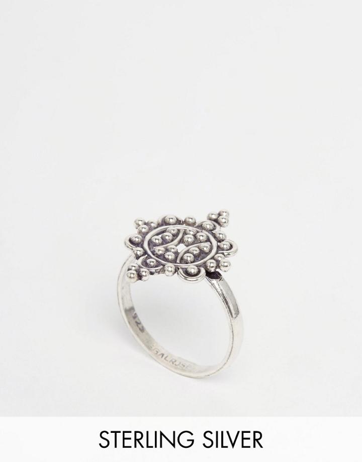 Regal Rose Fleur Sterling Silver Dotted Flower Ring - Silver