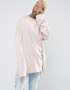 Asos Long Sleeve Extreme Oversized T-shirt With Super Long Sleeve In Pink - Pink